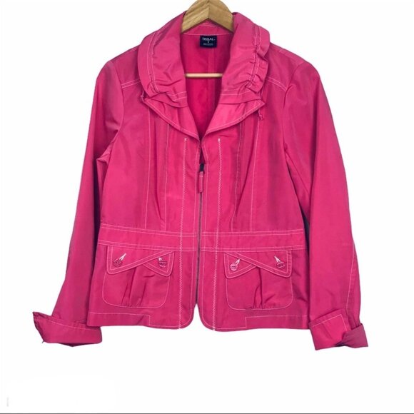 Tribal women Coral  pink Zip-Up Windbreaker jacket - Picture 11 of 14